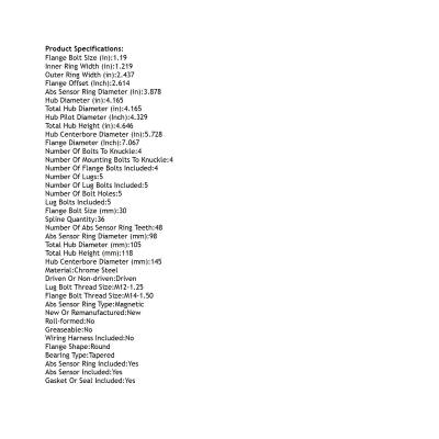Rareelectrical - Front Hub Bearing Assembly Compatible With 2007-2021 Toyota Tundra 2008-2022 Toyota Sequoia 4Wd/2Wd - Image 4