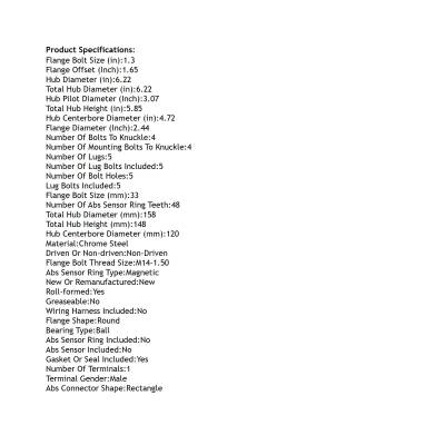 Rareelectrical - Rear Hub Bearing Assembly Compatible With 2007-2017 Lexus Ls460 5-Lug Without Abs 513314 Bolt-On - Image 5