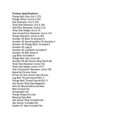 Rareelectrical - Rear Hub Bearing Assembly Compatible With 2013-2016 Chevrolet Cruze Limited 4-Lug Abs 512507 Bolt-On - Image 5