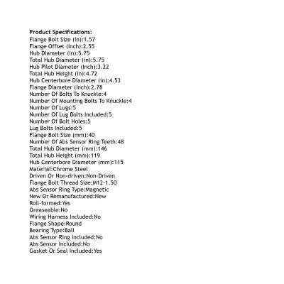 Rareelectrical - Rear Hub Bearing Assembly Compatible With 2011-2019 Buick Verano Cascada 5-Lug Without Abs 512581 - Image 4