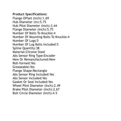 Rareelectrical - Front Hub Bearing Assembly Compatible With 2005-2009 Ford Freestyle Taurus Mercury Montego 5-Lug Abs - Image 5