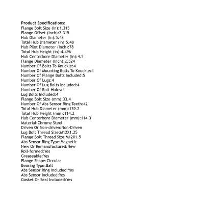 Rareelectrical - Rear Hub Bearing Assembly Compatible With 2014-2017 Honda Accord 4-Lug Abs 42200-T3v-A61 512516 - Image 5