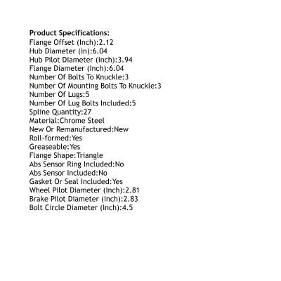 Rareelectrical - Front Hub Bearing Assembly Compatible With 2002-2005 Jeep Liberty 5-Lug Without Abs 513178 Bolt-On - Image 5