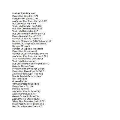 Rareelectrical - Rear Hub Bearing Assembly Compatible With 1996-1998 Acura Tl Fwd 5-Lug Abs Pre-Assembled 512121 - Image 4