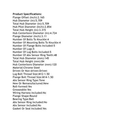 Rareelectrical - Front Hub Bearing Assembly Compatible With 2002-2009 Bmw 745I 760Li 760I 5-Lug Without Abs 513173 - Image 4