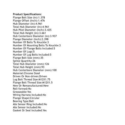 Rareelectrical - Front Hub Bearing Assembly Compatible With 1995-2006 Chrysler Sebring Dodge Stratus Plymouth Breeze - Image 5