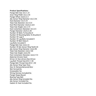 Rareelectrical - Rear Hub Bearing Assembly Compatible With 1989-1998 Mazda 929 5-Lug Abs 513131 Bolt-On Direct Fit - Image 4