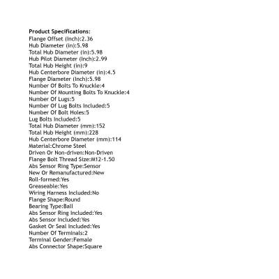 Rareelectrical - Rear Hub Bearing Assembly Compatible With 2006-2021 Lexus Hs250h Nx200t Nx300h 5-Lug Abs 512372 - Image 4