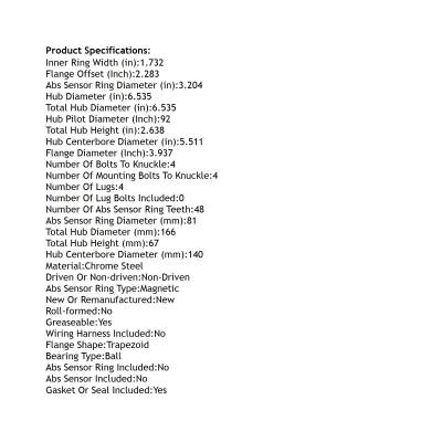 Rareelectrical - Rear Hub Bearing Assembly Compatible With 2003-2024 Lexus Gx460 Toyota 4Runner Fj Cruiser 4-Lug - Image 4