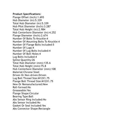 Rareelectrical - Front Hub Bearing Assembly Compatible With 1994-1998 Volvo C70 S70 V70 4-Lug Without Abs 274378 - Image 5