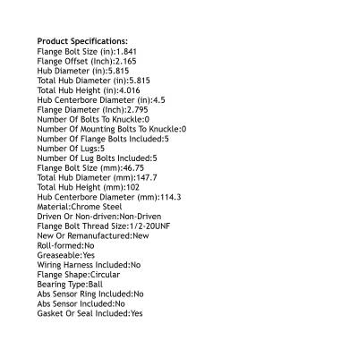 Rareelectrical - Rear Hub Bearing Assembly Compatible With 2005-2009 Ford Mustang 5-Lug Without Abs 513222 Bolt-On - Image 5