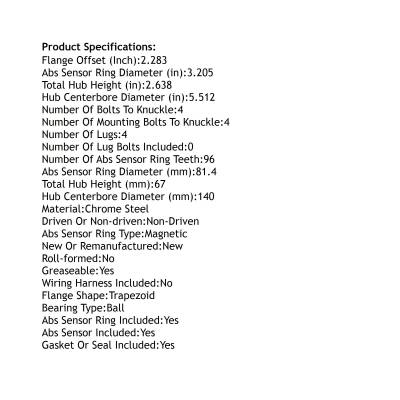 Rareelectrical - Rear Hub Bearing Assembly Compatible With 2003-2024 Lexus Gx460 Toyota 4Runner Fj Cruiser 4-Lug Abs - Image 4