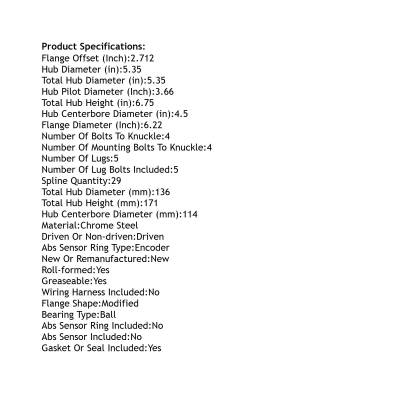 Rareelectrical - Front Hub Bearing Assembly Compatible With 2003-2009 Nissan Quest 5-Lug Without Abs 513310 Bolt-On - Image 4