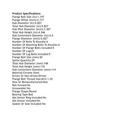 Rareelectrical - Front Hub Bearing Assembly Compatible With 2003-2008 Infiniti Fx35 Awd 5-Lug Abs Pre-Assembled - Image 5