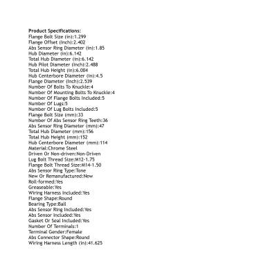 Rareelectrical - Rear Hub Bearing Assembly Compatible With 2004-2007 Mercury Monterey 5-Lug Abs 6F2z1109a 512313 - Image 4
