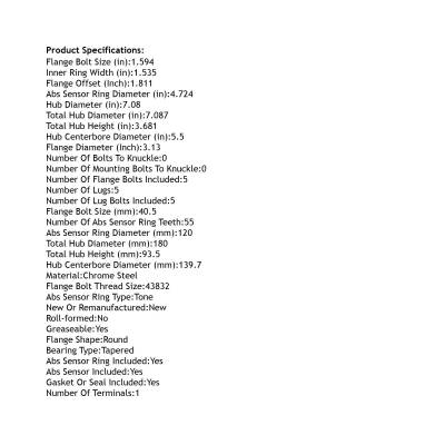 Rareelectrical - Front Hub Bearing Assembly Compatible With 2000-2001 Dodge Ram 1500 5-Lug Abs 515084 Bolt-On Direct - Image 5