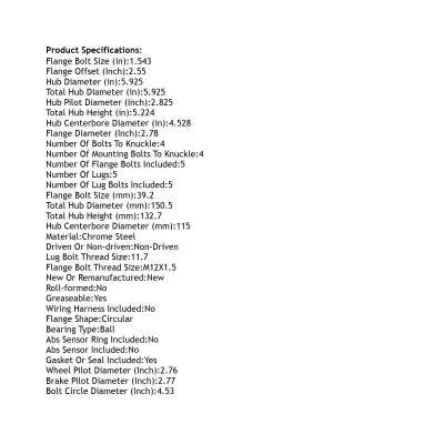 Rareelectrical - Rear Hub Bearing Assembly Compatible With 2000-2005 Buick Regal Century Lacrosse 5-Lug Without Abs - Image 5