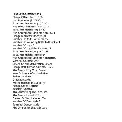 Rareelectrical - Rear Hub Bearing Assembly Compatible With 2009-2019 Toyota Corolla Matrix Im 5-Lug Abs 19184266 - Image 4