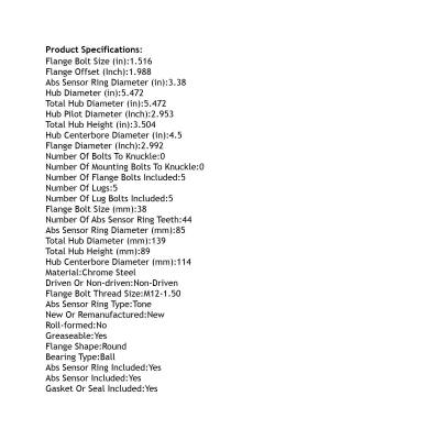 Rareelectrical - Rear Hub Bearing Assembly Compatible With 2003-2008 Hyundai Tiburon 5-Lug Abs 512428 Bolt-On Direct - Image 5