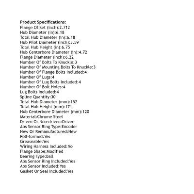 Rareelectrical - Front Hub Bearing Assembly Compatible With 2008-2020 Cadillac Xts Chevrolet Camaro Impala 4-Lug Abs - Image 4
