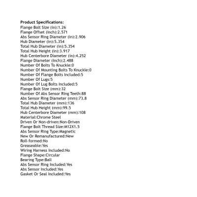 Rareelectrical - Rear Hub Bearing Assembly Compatible With 2010-2013 Ford Transit Connect 5-Lug Abs 512439 Bolt-On - Image 5