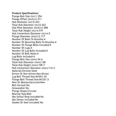 Rareelectrical - Rear Hub Bearing Assembly Compatible With 2004-2008 Mitsubishi Eclipse 4-Lug Without Abs 512275 - Image 5