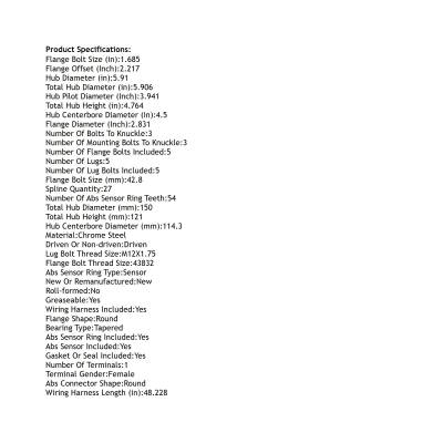 Rareelectrical - Front Hub Bearing Assembly Compatible With 2000-2002 Mazda B4000 B3000 5-Lug Abs 515013 Bolt-On - Image 5