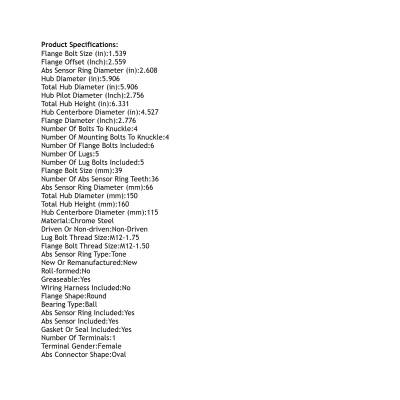 Rareelectrical - Rear Hub Bearing Assembly Compatible With 2006-2009 Chevrolet Uplander Pontiac Montana Saturn Relay - Image 5