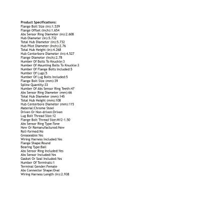 Rareelectrical - Front Hub Bearing Assembly Compatible With 1991-1999 Buick Riviera Century Park Avenue Abs 7470511 - Image 5