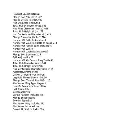Rareelectrical - Front Hub Bearing Assembly Compatible With 2007-2009 Dodge Avenger 5-Lug Without Abs 513264 Bolt-On - Image 5