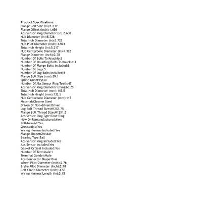 Rareelectrical - Front Hub Bearing Assembly Compatible With 2003-2011 Cadillac Sts 5-Lug Abs 25693148 512223 Bolt-On - Image 3