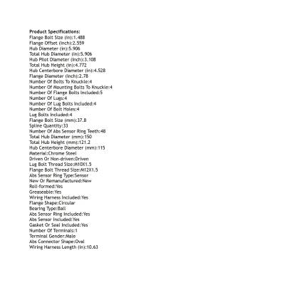 Rareelectrical - Front Hub Bearing Assembly Compatible With 2002-2007 Chevrolet Equinox Pontiac Torrent 4-Lug Abs - Image 5