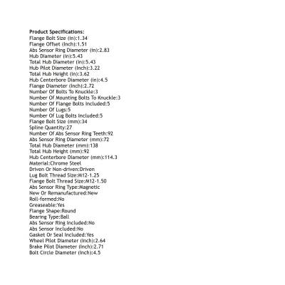 Rareelectrical - Front Hub Bearing Assembly Compatible With 2017-2024 Hyundai Elantra Ioniq Kona 5-Lug Without Abs - Image 5