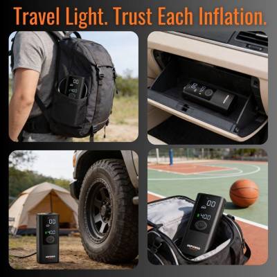 Rareelectrical - Tire Inflator Portable Air Compressor, 150 Psi Cordless Emergency Air Pump For Car Tires With - Image 4