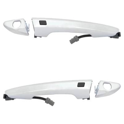 Front Pair Exterior Door Handle Compatible With 2015-2019 Hyundai Sonata Chrome Without Key Hole