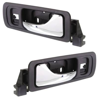 Rareelectrical - Set Of 2 Front Interior Door Handle Compatible With 1996-2004 Acura Rl Gray Bezel Chrome Lever With - Image 2
