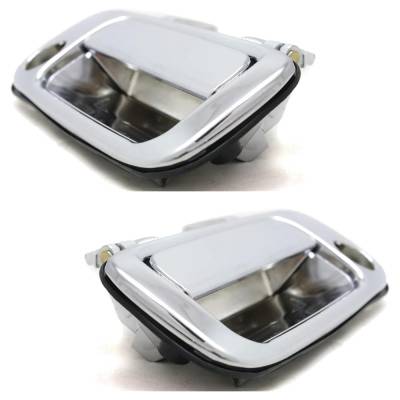 Rareelectrical - Set Of 2 Front Exterior Door Handle Compatible With 1991-1997 Toyota Land Cruiser Chrome With Key - Image 2