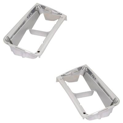 Rareelectrical - New Pair Of Headlight Bezel Compatible With Freightliner Fld120 Fld12042st 6 Cyl 15.8L Fld112 - Image 2