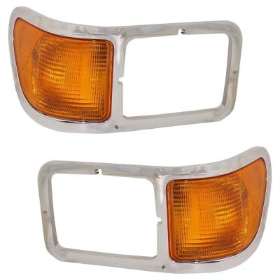 Rareelectrical - Chrome Headlight Bezel Set With Parking Lights Compatible With 2000-2015 Ford F-650 F-750 Left And - Image 1