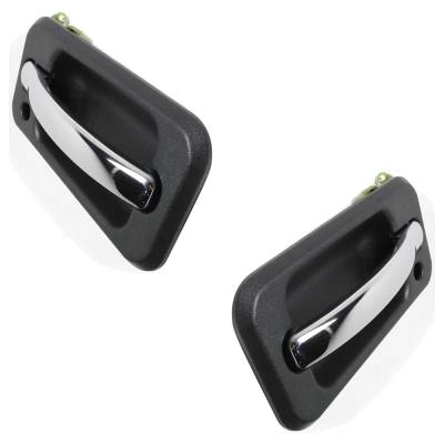 Rareelectrical - Front Pair Exterior Door Handle Compatible With 2003-2009 Hummer H2 Chrome Lever With Black Bezel - Image 2