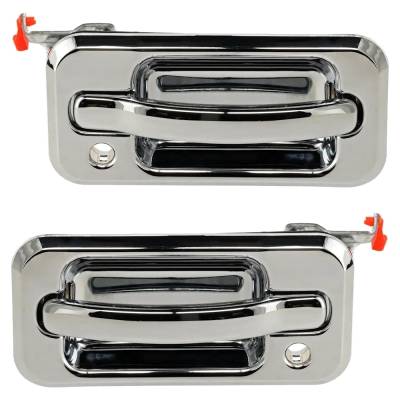 Front Driver And Passenger Side Exterior Door Handle Compatible With 2003-2009 Hummer H2 Chrome With