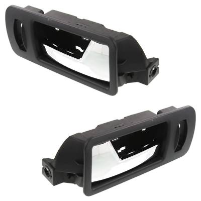 Rareelectrical - Front Pair Interior Door Handle Compatible With 2005-2014 Ford Mustang Chrome Lever With Black Bezel - Image 2