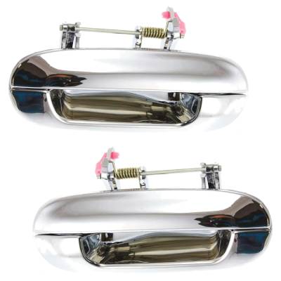 Rareelectrical - Set Of 2 Rear Exterior Door Handle Compatible With 2002-2009 Gmc Envoy Chevrolet Trailblazer Chrome - Image 1