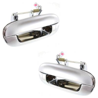 Rareelectrical - Set Of 2 Rear Exterior Door Handle Compatible With 2002-2009 Gmc Envoy Chevrolet Trailblazer Chrome - Image 2