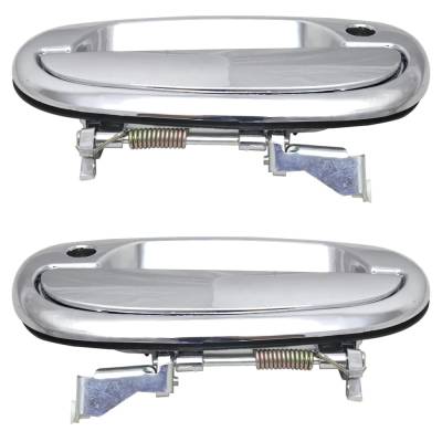 Rareelectrical - Front Pair Exterior Door Handle Compatible With 1997-2004 Ford F-150 Ford Expedition Chrome With Key - Image 4