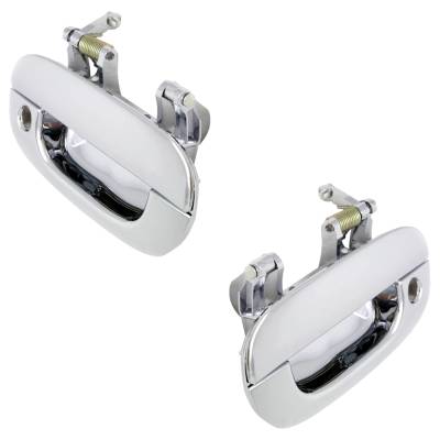 Rareelectrical - Front Left And Right Exterior Door Handle Compatible With 1994-2002 Dodge Ram Chrome With Key Hole - Image 2