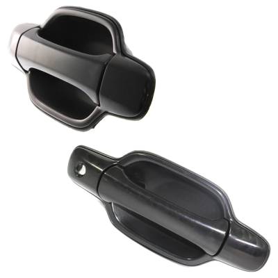 Rareelectrical - Front Pair Exterior Door Handle Compatible With 2004-2012 Gmc Canyon Chevrolet Colorado Smooth Black - Image 2