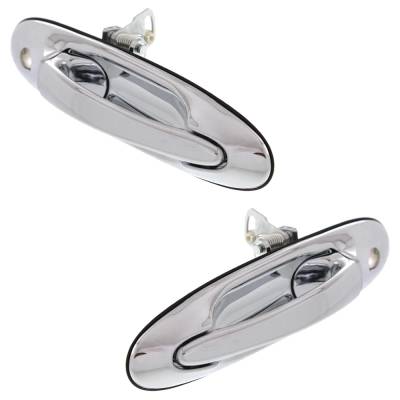 Rareelectrical - Front Left And Right Exterior Door Handle Compatible With 1998-2002 Lincoln Town Car Chrome With Key - Image 1
