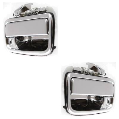 Front Driver And Passenger Side Exterior Door Handle Compatible With 1995-2004 Toyota Tacoma Chrome