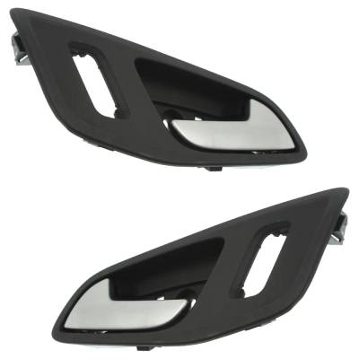 Rareelectrical - Front Pair Interior Door Handle Compatible With 2014-2018 Ford Transit Chrome Lever With Black Bezel - Image 3